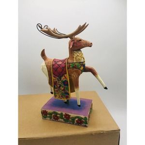 Jim Shore Dash Away Reindeer Red Blanket Heartwood Creek Mint Condition W/Box
